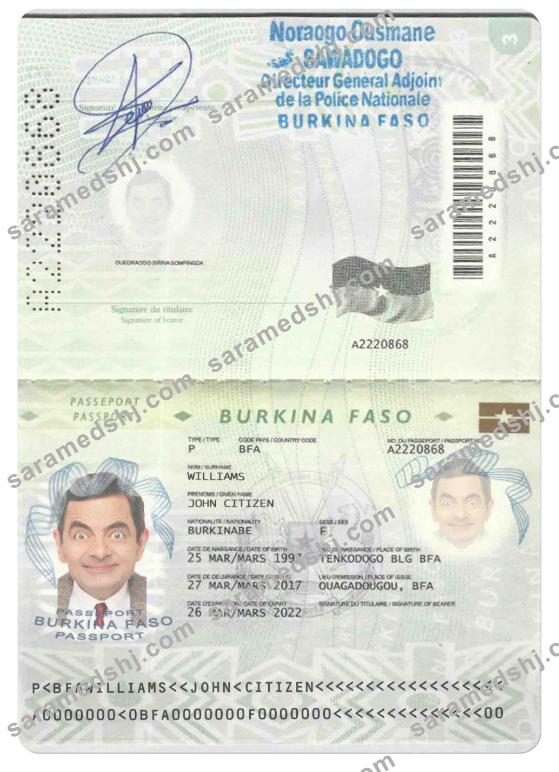 BURKINA FASO passport template in PSD format, fully editable (2008 – 2018)